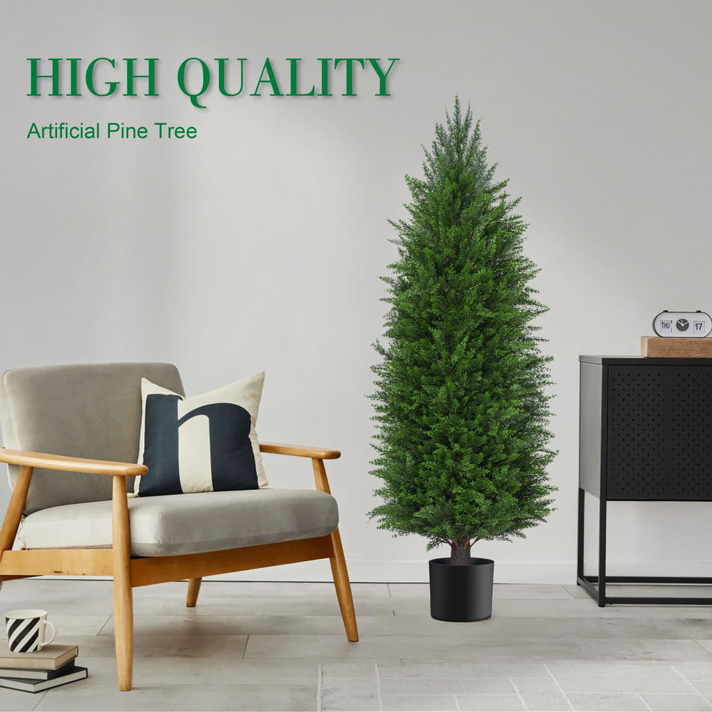 4FT Artificial Cedar Topiary Trees UV Protection for Outdoor 2PCS