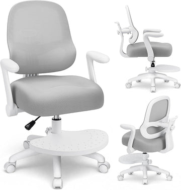 Kids Desk Chair Ergonomic Study Chair wtih Adjustable Backrest-Grey