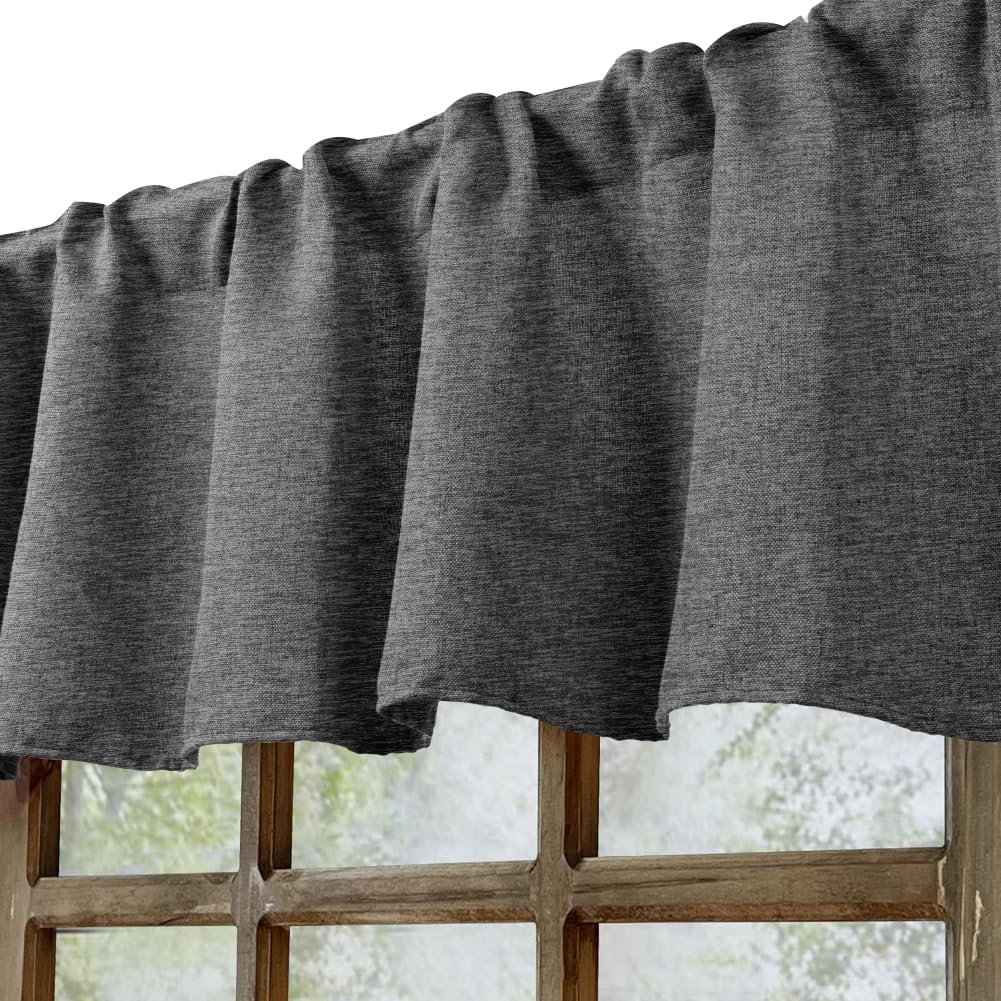 2 Pack Blackout Window Valance Burlap Tan Rod Pocket Farmhouse Style Window Treatment Decor Curtains Bathroom Living
