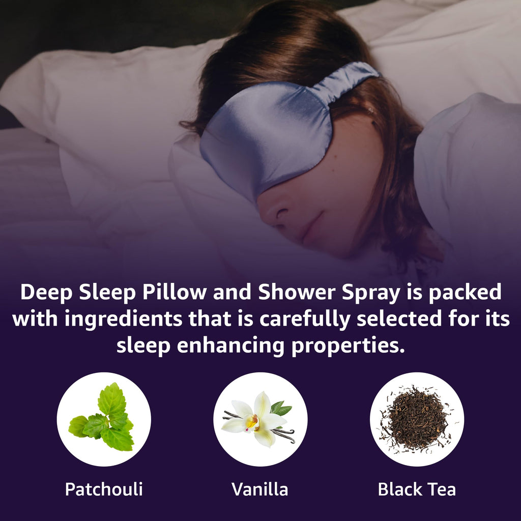 Deep Sleep Pillow Spray Natural Aromatherapy Mist for Sleep Relaxation Calming Stress Relief Patchouli Black Tea