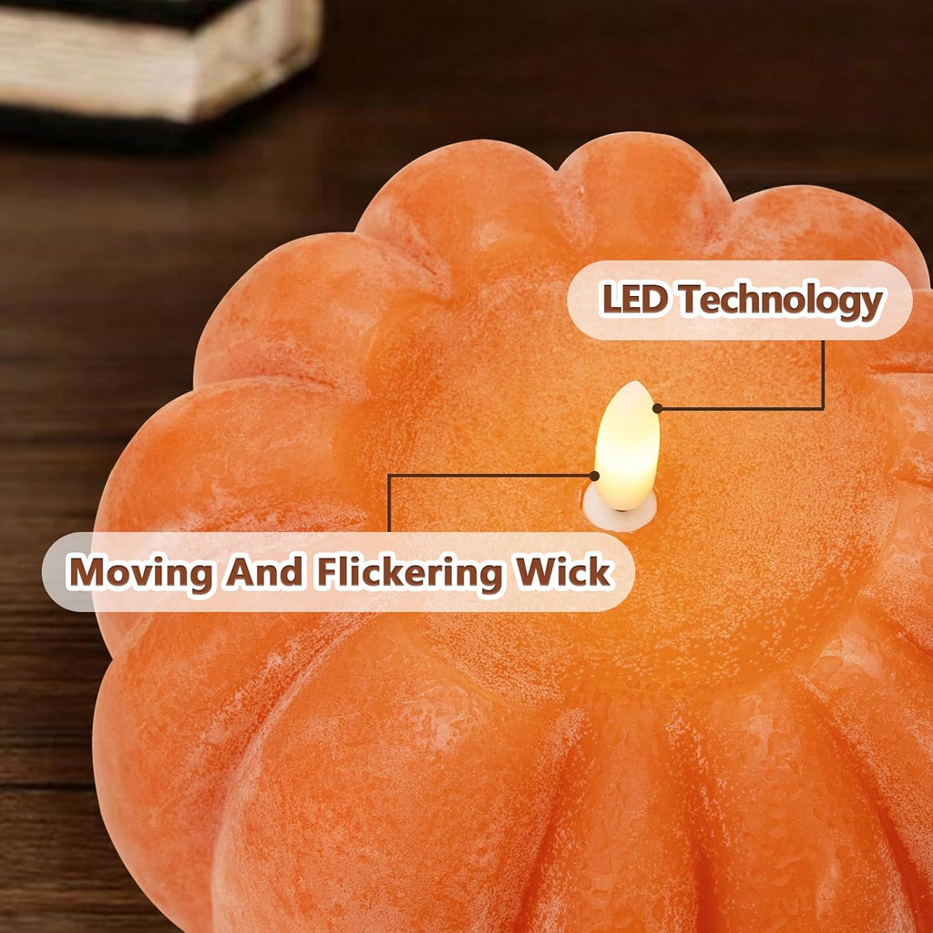 Fall Decorations - Flickering Flameless Wax Pumpkin LED Candle