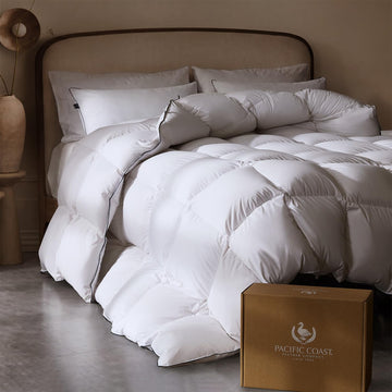 Goose Feather Down Comforters 106"x90", Breathable Duvet Insert, Noiseless Shell, Sewn-Through