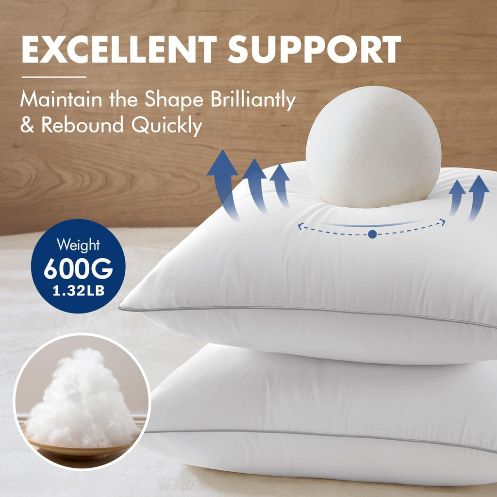 20x20 Inch Pillow Inserts with 100% Cotton Cover - Set of 2