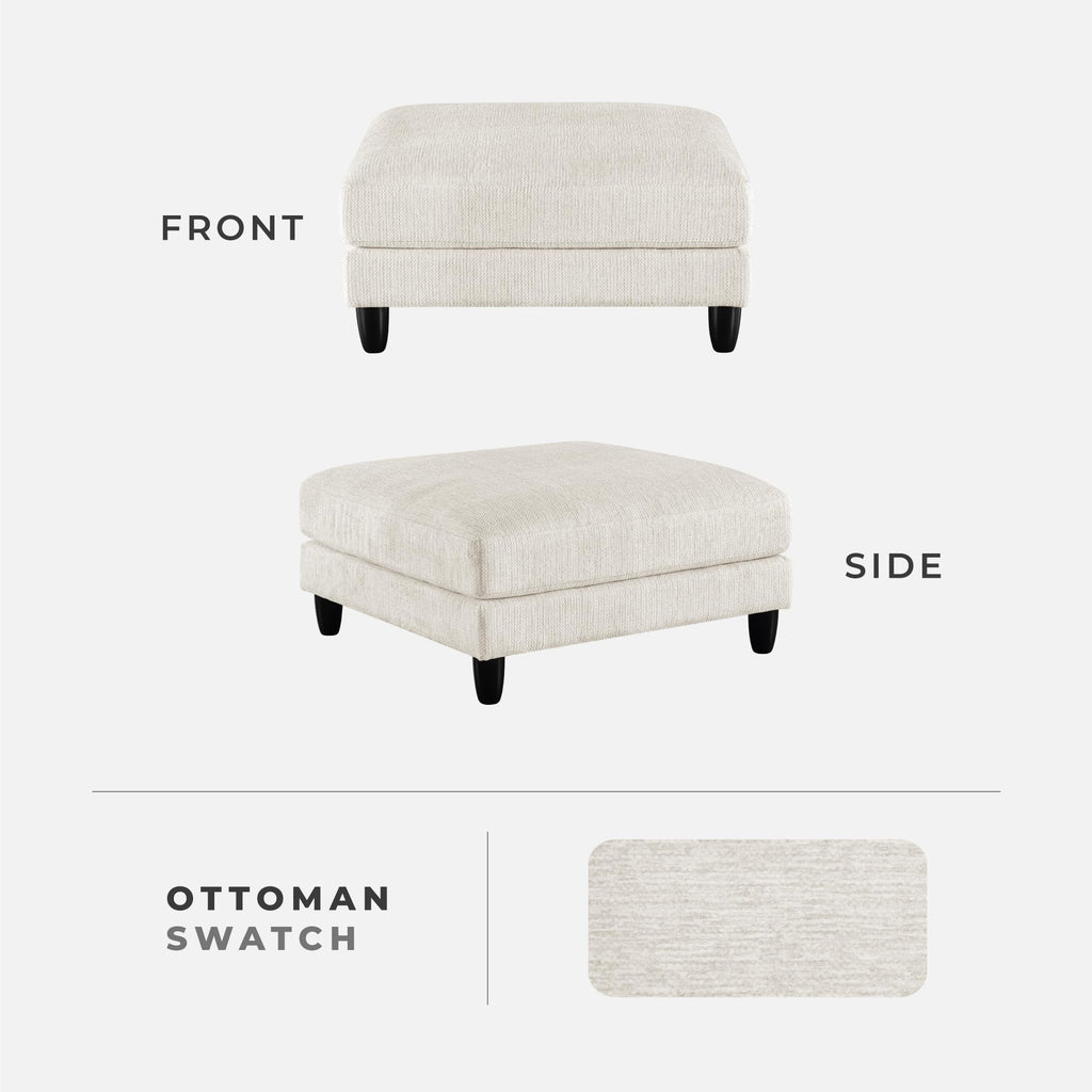 Modern Ottoman, Foot Stools, Living Room Foot Rest, Module for Sectional Sofa, 40" Microfiber Upholstery Square