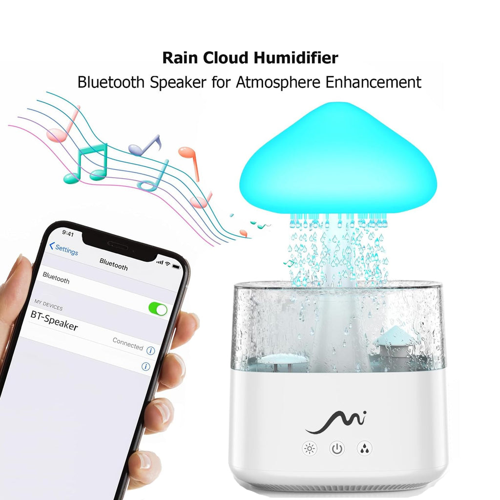 Rain Cloud Humidifier with Remote Control, Built-in Sound Speaker, Aromatherapy Water Drip Diffuser, LED Night Light