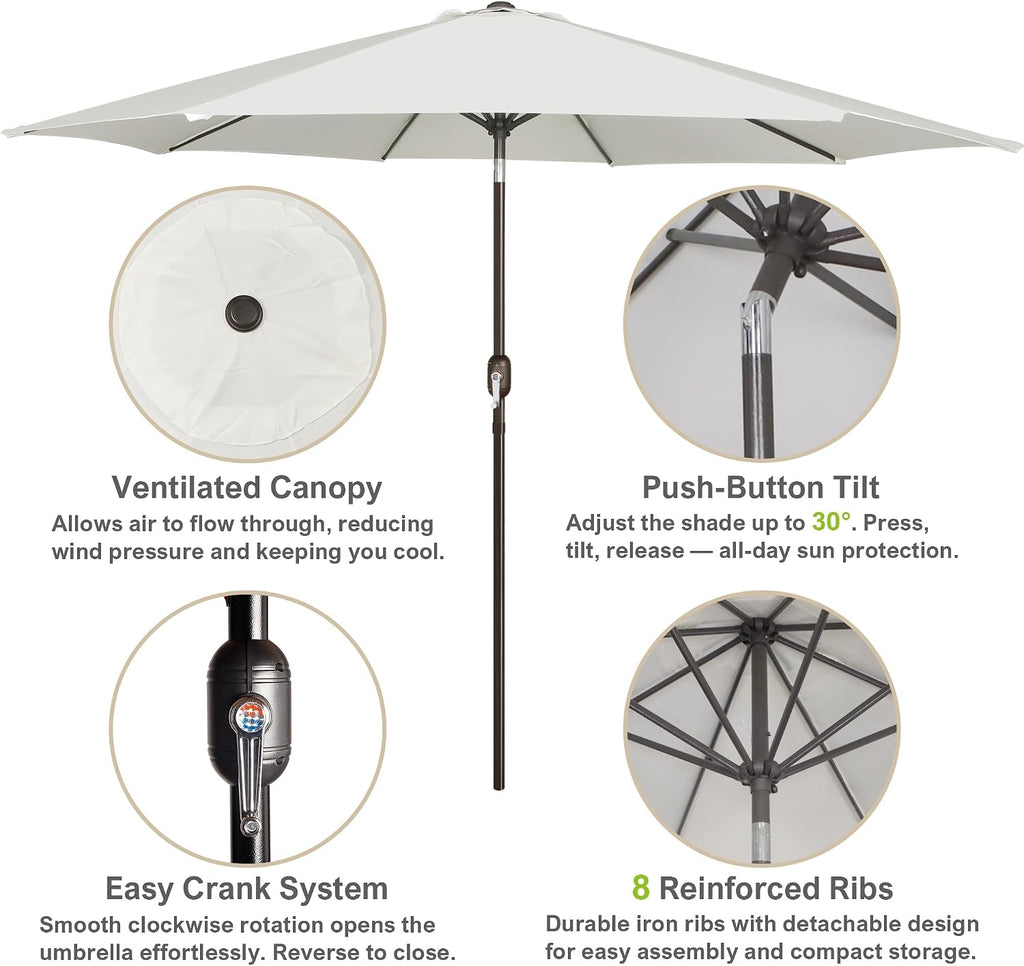 10FT Outdoor Patio Umbrella, Outdoor Table Umbrella, Yard Umbrella, Market Umbrella with 8 Sturdy Ribs