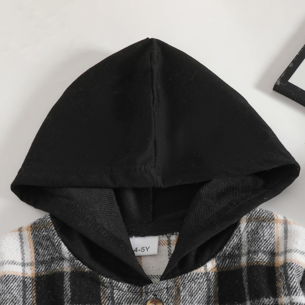 Toddler Boys Outfits Plaid Hooded Sweatshirt & Casual Pants 2PCS Boys Fall Winter Clothes Set