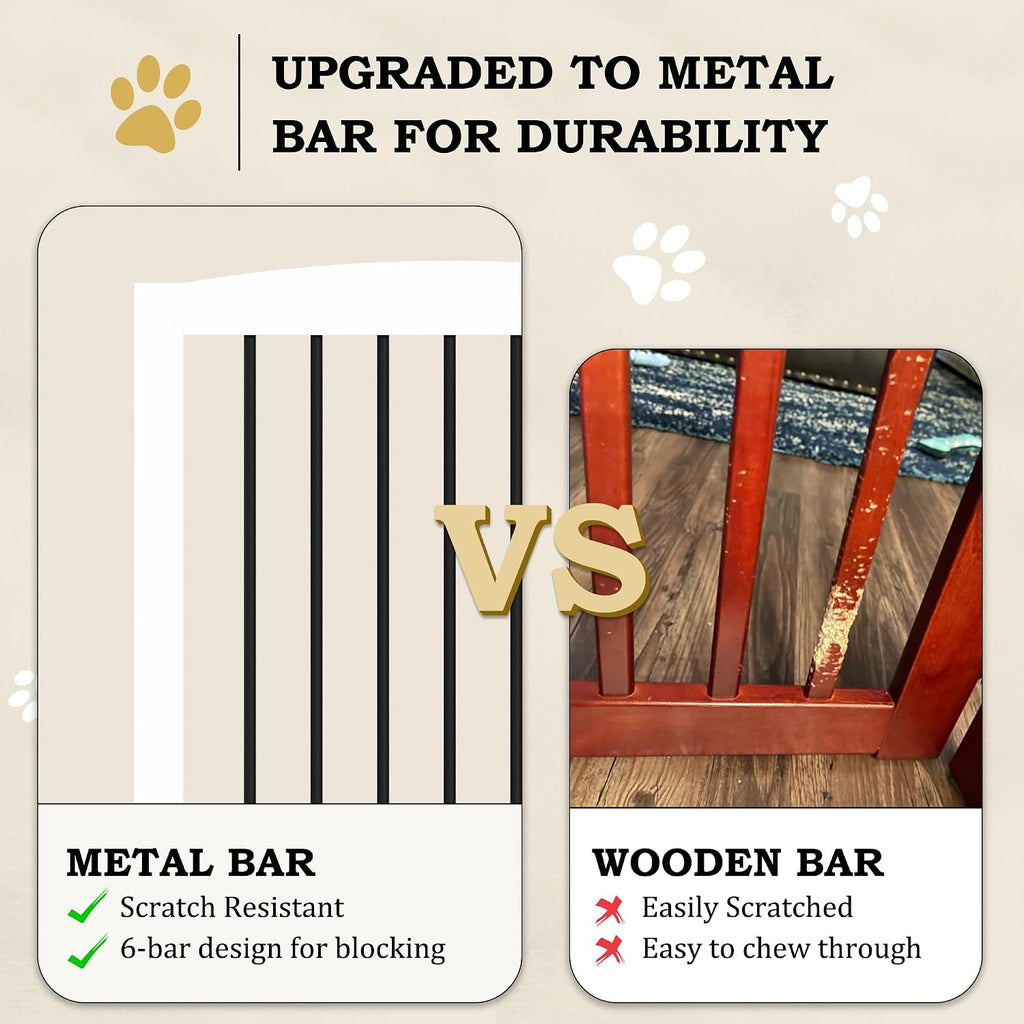 Freestanding Pet Gates with Walk Through Door, Dog Indoor Fence, Dog Gate for The House, Stairs, Extra Wide Pet Gate