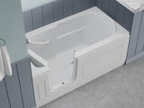 Walk-In Tub 60'' x 30'' Acrylic, Left Drain, Easy Step Low Threshold, Non-Slip Floor, Modern Chrome Details, Glossy