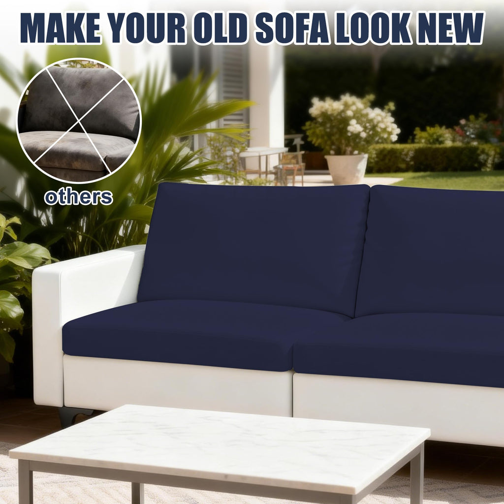 4PCS Patio Cushion Covers, Patio Furniture Couch Seat Slipcovers, Washable Furniture Protector, Replacement for Sofa
