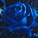 Xruibed Blue Comforter Set Queen 7 Piece Bed in a Bag Blue Rose Comforter with Sheet Set Soft Micorfiber Reversible