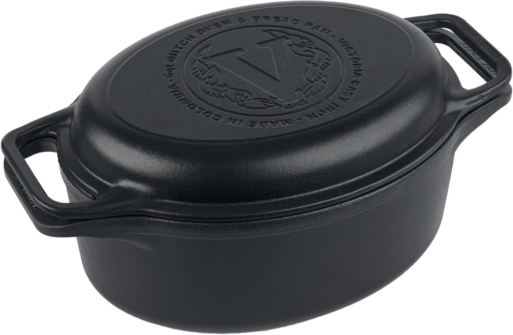 6-Quart Cast Iron Oval Dutch Oven, Combination Combo Cooker Pot and Skillet, Bread Baker, Colombia, 2-Piece Set |