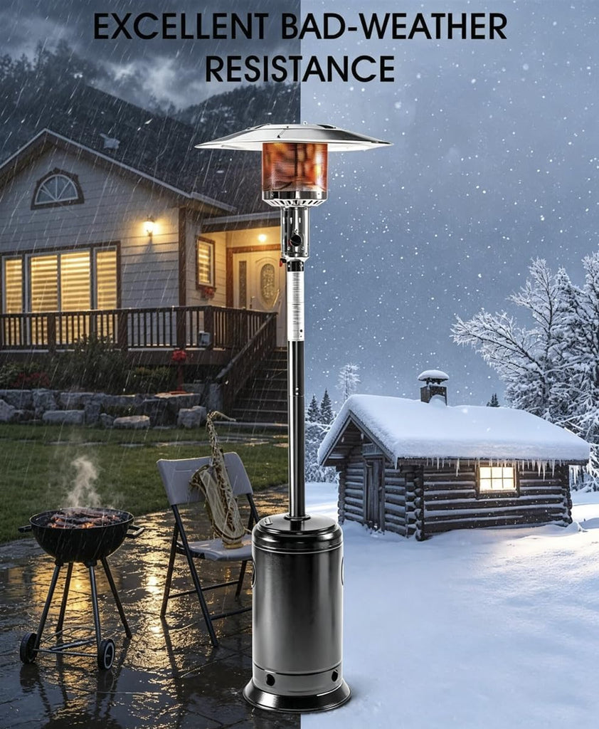 88inch Standing Heaters Outdoor with Wheels, Stainless Steel Burner, Gas Propane Patio Heater for Outdoor Garden Use