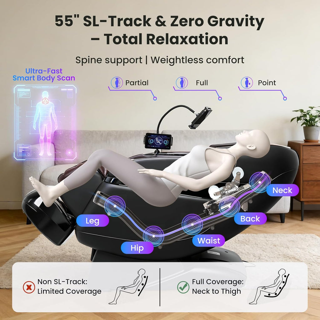 4D Music Rhythm Massage Chair Full Body, 2026 Unique Sonic Resonance Zero Gravity SL-Track Shiatsu Recliner with Knee