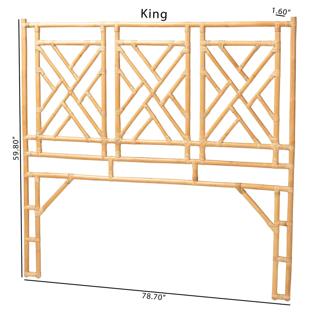 Karavo Bohemian Natural Rattan Queen Size Standalone Headboard