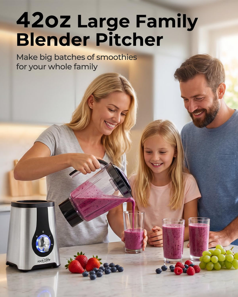 Blender and Food Processor Combo, 5-in-1 Countertop Blender with 42 oz Pitcher, 24 oz Travel Cup, 17 oz Chopper and