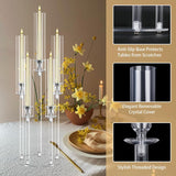 6 Sets 5 Arms Acrylic Candelabra Centerpieces for Tables,Clear Candle Holder,Ceremony Dinner Party, 27" Tall
