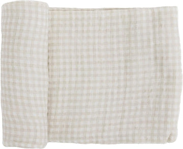 Unicorn Premium Cotton Swaddle Baby Blanket | Breathable Fabric | for swaddling, Play, Nursing & More (Tan Gingham)