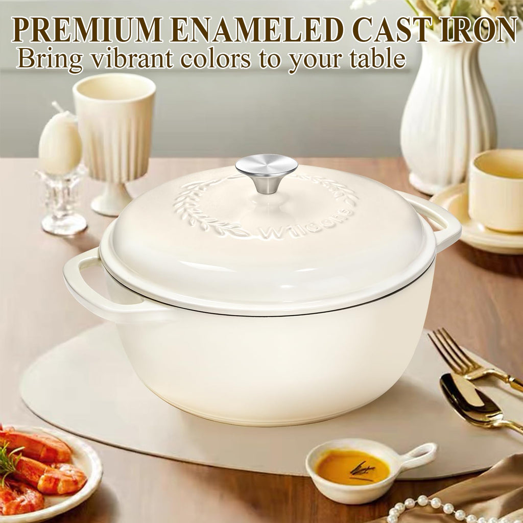 Enameled Cast Iron Dutch Oven Pot with Lid - 6QT Dutch Oven for Bread Baking, Braising, Stews, Roasting, Across All