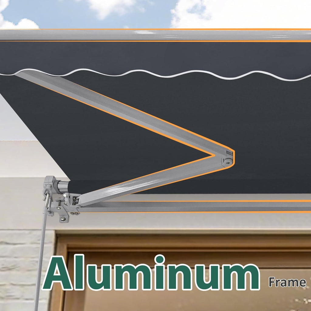 Patio Awning 12x8 Feet Sunshade Canopy for Manual Retractable Awnings, with Aluminum Frame and 280G Polyester Fabric