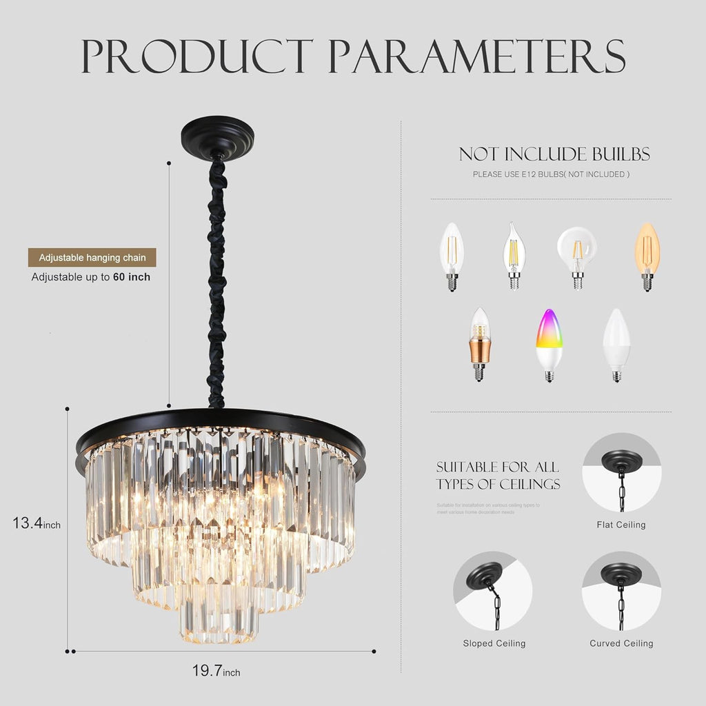 Inspired Odeon Style 8-Light Modern Crystal 3-Tier Chandelier - A107-B07CWJF3BH