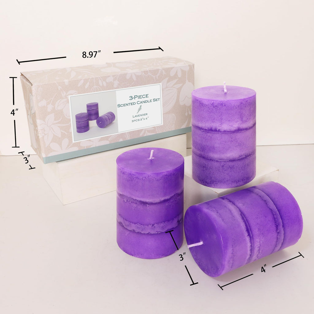 Dark Purple Pillar Candles Lavender Scented Decorative Aesthetic Long Clean Burning Fragrance Candle for Wedding