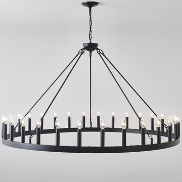 53 Inch Black Extra Large Wagon Wheel Chandelier