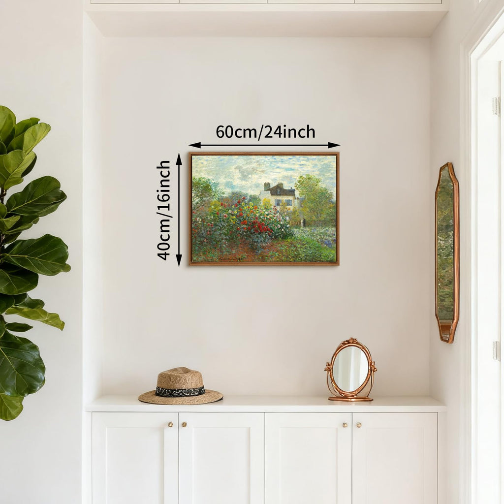 Monet Cottage Rose Garden Framed Canvas Wall Art Prints Retro