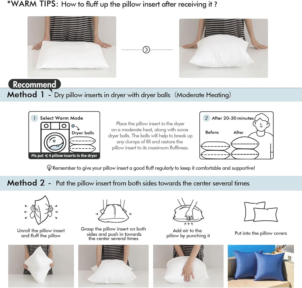 12x20 Inch Outdoor Waterproof Throw Pillow Inserts - Set of 2