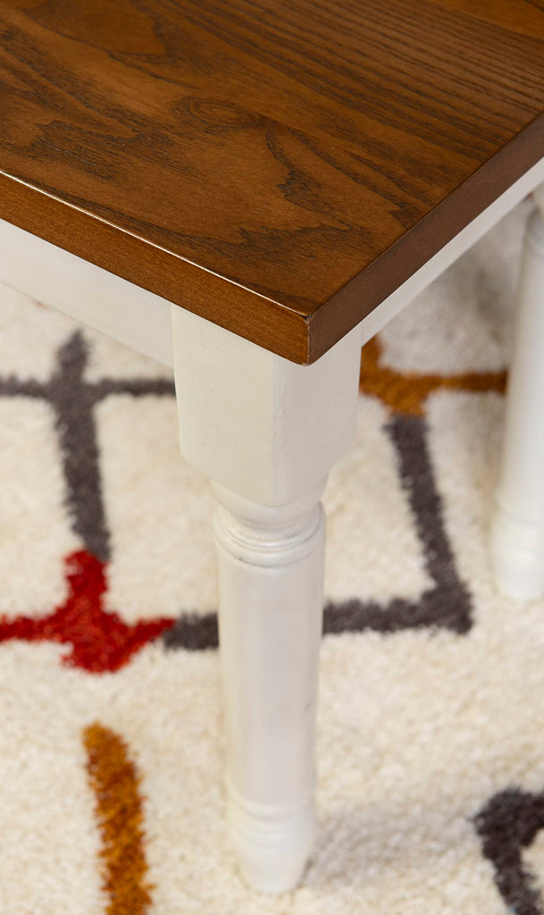 Willow White Backless Dining Bench with Honey Brown Wood Top