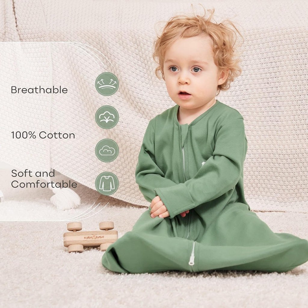 Baby Sleep Sack Long Sleeve 100% Cotton 2 Pack 0.5 Tog