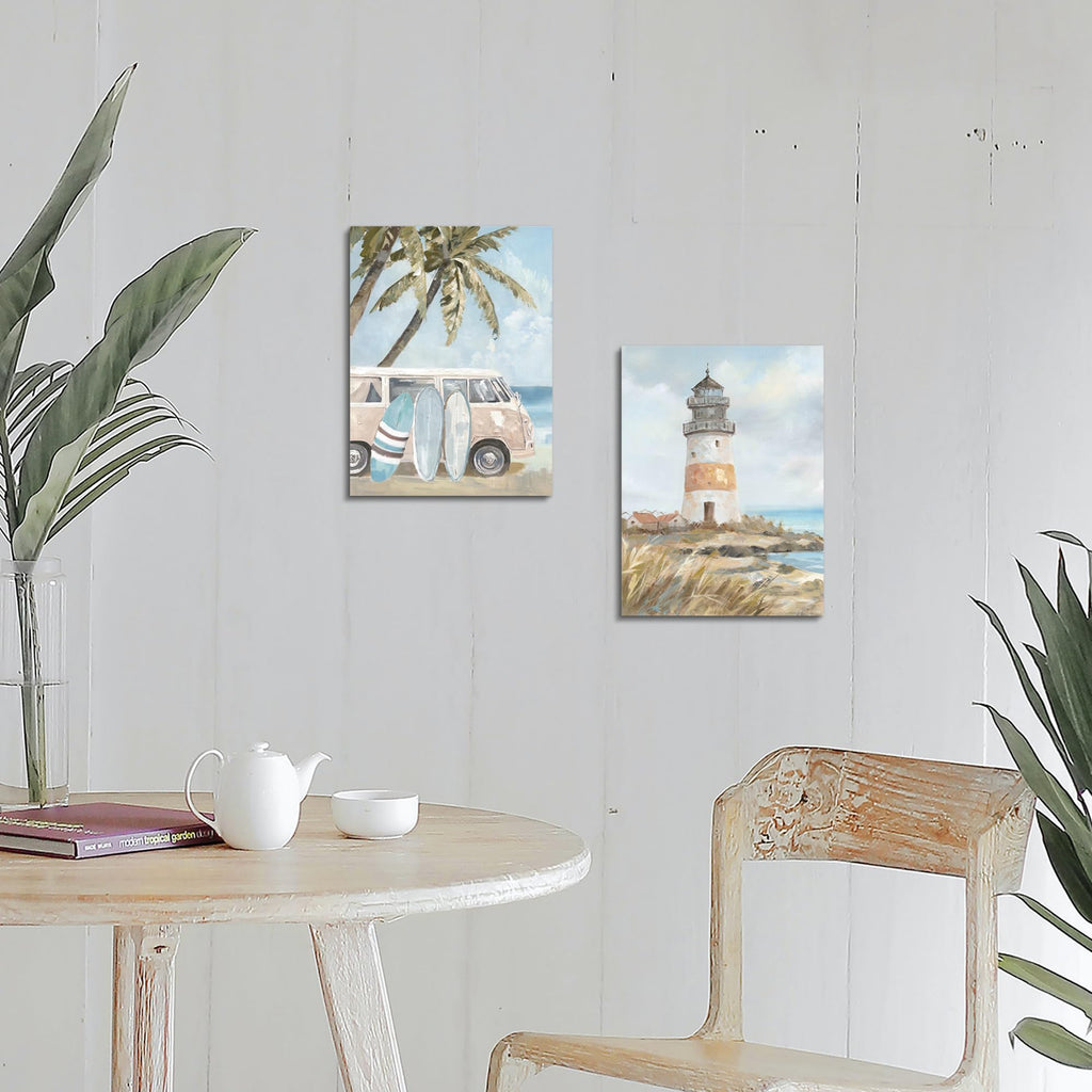 Ocean Beach Lighthouse Canvas Wall Art 11"x16"x2 PCS