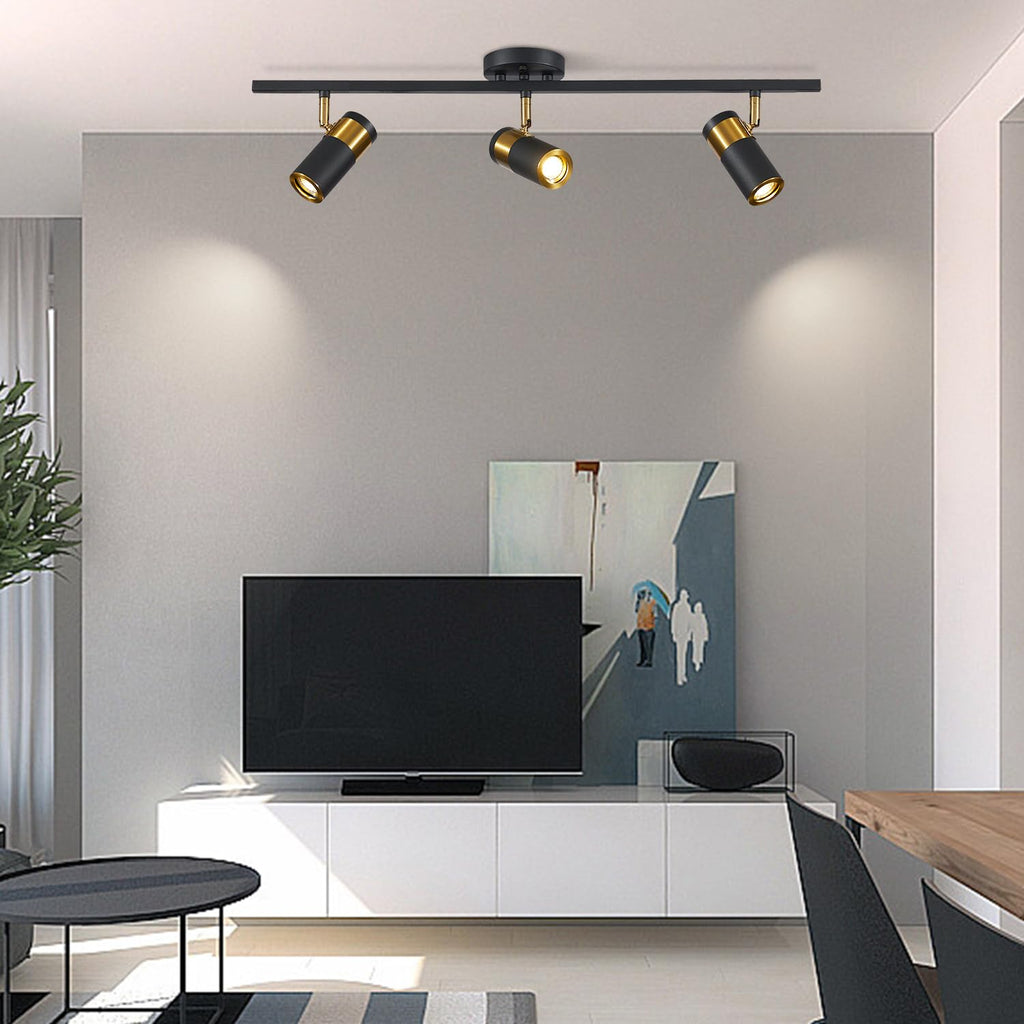 Modern 3 Light Black Track Lighting Kit Adjustable LED Kitchen Track Lighting Fixtures Ceiling Spot Light Fixture
