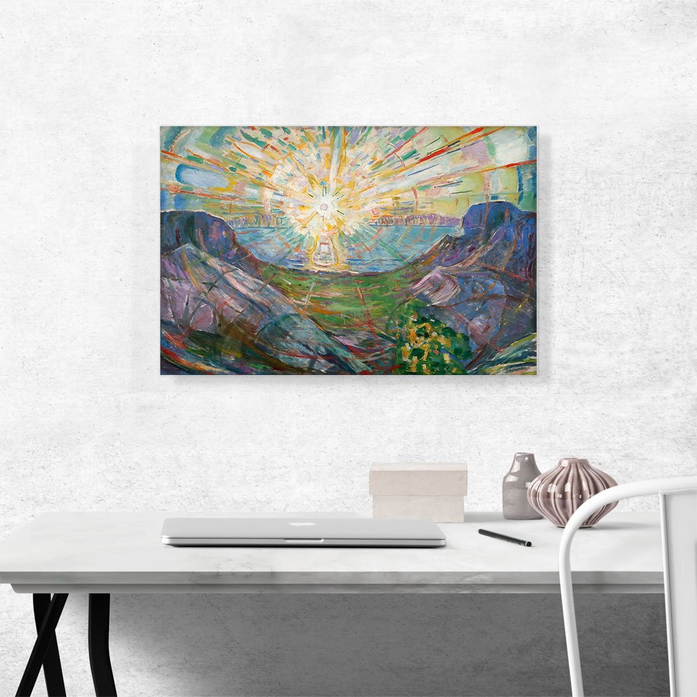 The Sun 1911 Canvas Art Print Stretched Framed Painting Picture Poster Giclee Wall Decor by Edvard Munch - 26" x 18"