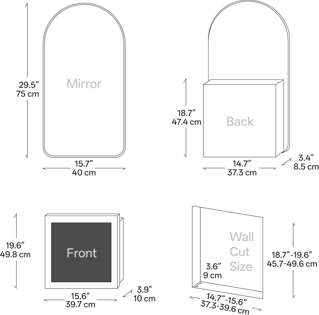 Bathroom Medicine Cabinet with LED Mirror, Anti-Fog Lighted Mirror Cabinet, Recessed or Surface Mount, No Assembly
