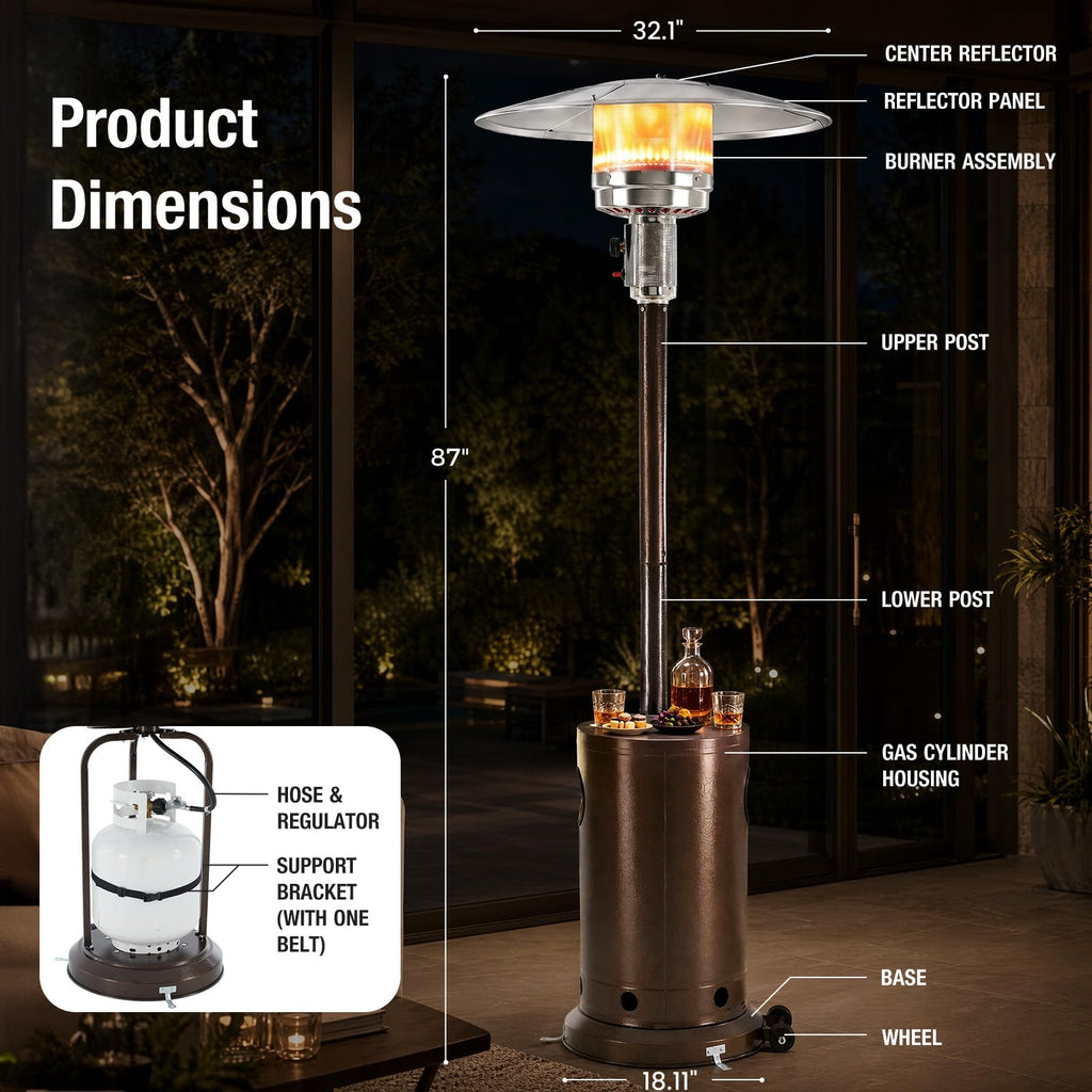 48, 000 BTU Patio Heaters for Outdoor Use with Wheels