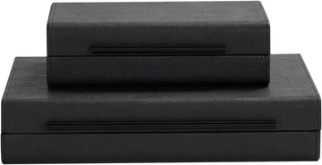 KIngflux Shagreen Decorative Boxes-Modern Faux Leather Jewelry Orgazier, Engineered Wood Keepsake Boxes - Set of 2