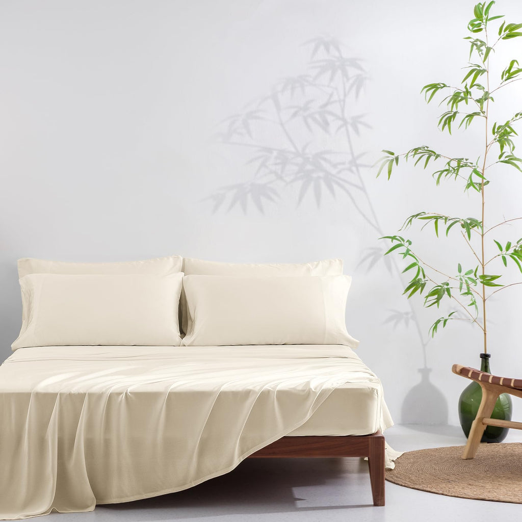 King 6 Pieces 100% Viscose Derived from Bamboo Sheet Set, Silky Smooth Soft Bedding with Deep Pocket UP to 16