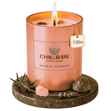 Aromatherapy Candle with Amethyst Crystal, Sacral Chakra, Soy Wax, 7.05oz