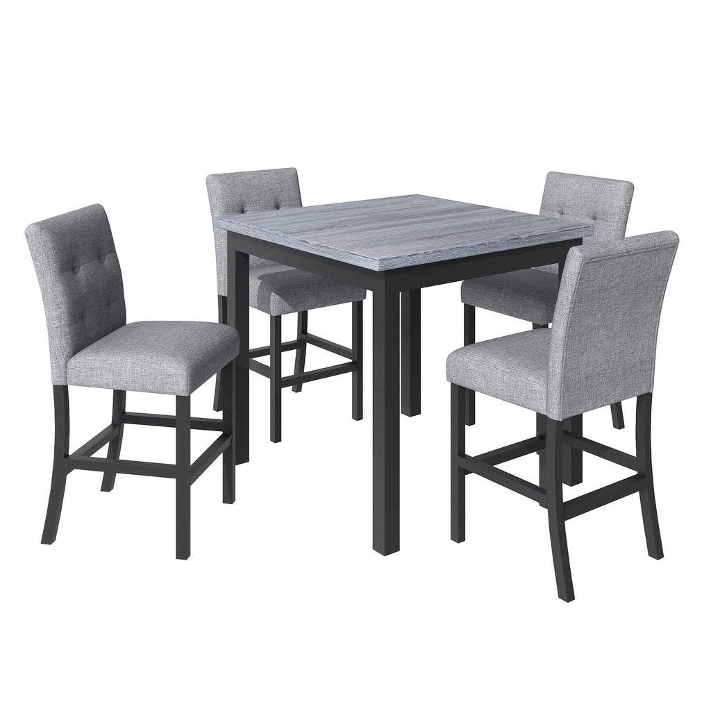 5 Piece Counter Height Dining Table Set for 4 High Top Square Kitchen Table and Chairs Dinning Room Small Breakfast