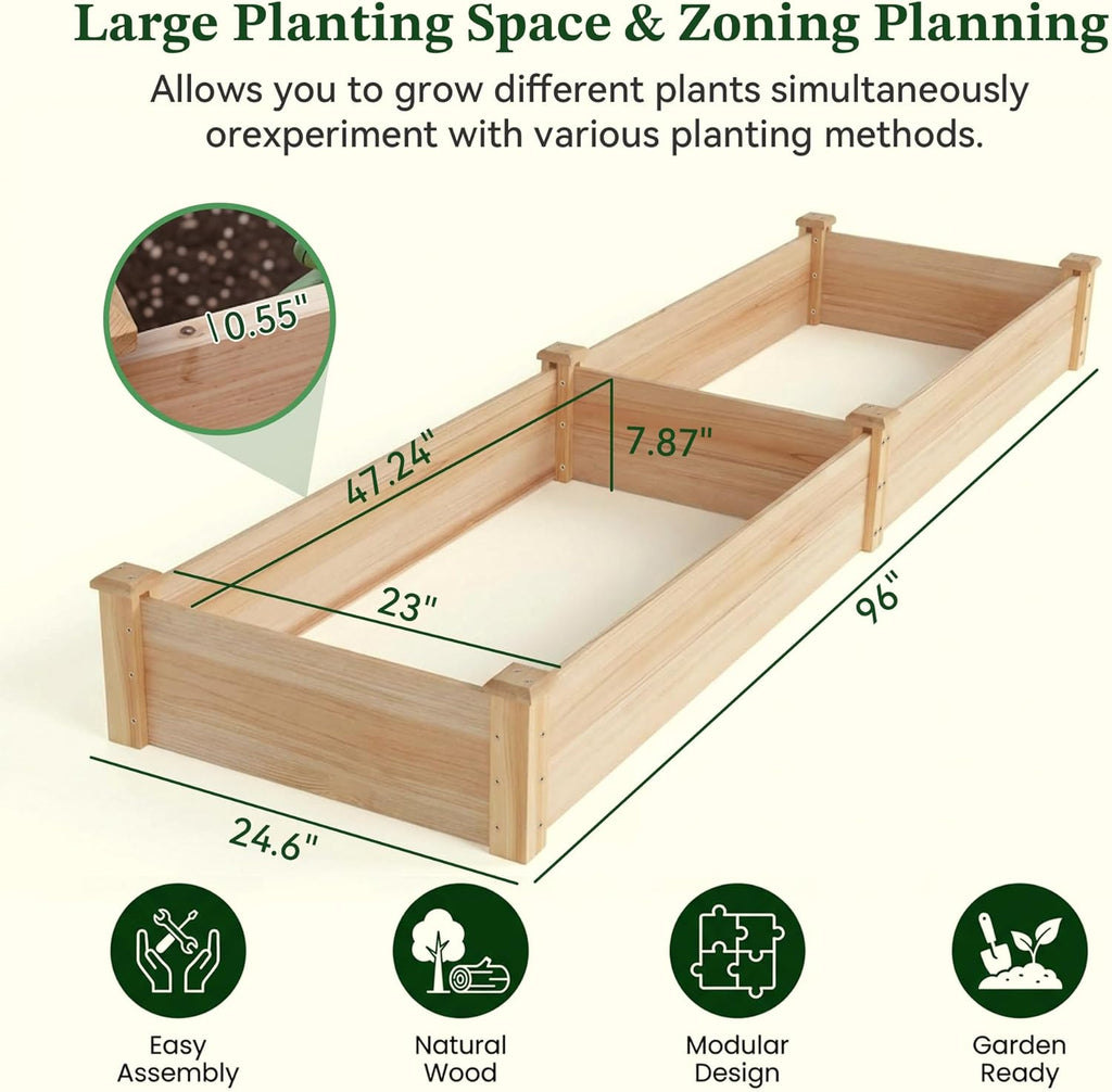 Raised Garden Bed Wooden Planter Box for Vegetables/Flowers, Wood | Fir wood raised bed offers easy assembly, and a