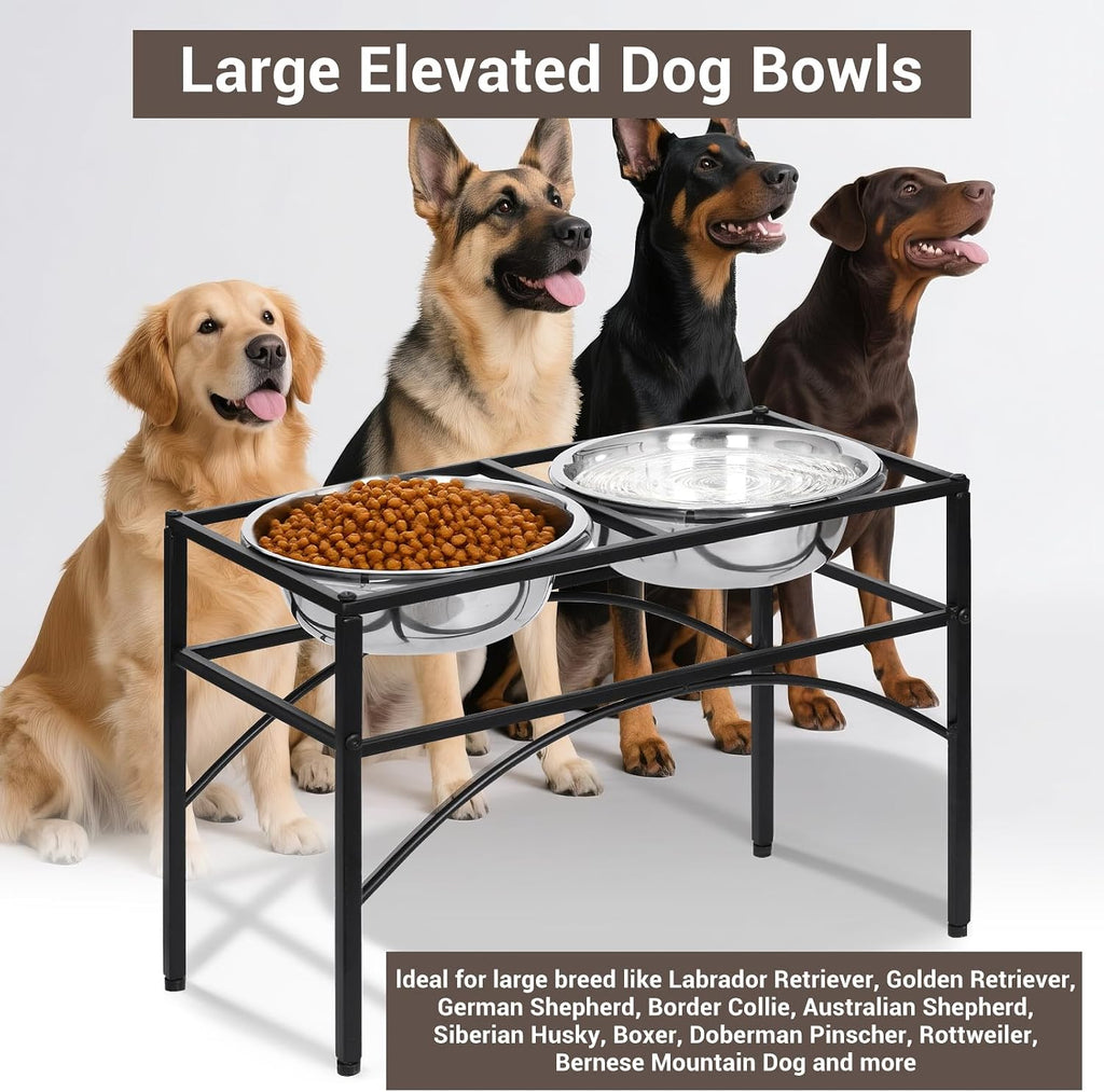 Elevated Dog Bowls Raised Pet Feeder Cat Food Water Diner Stand Set