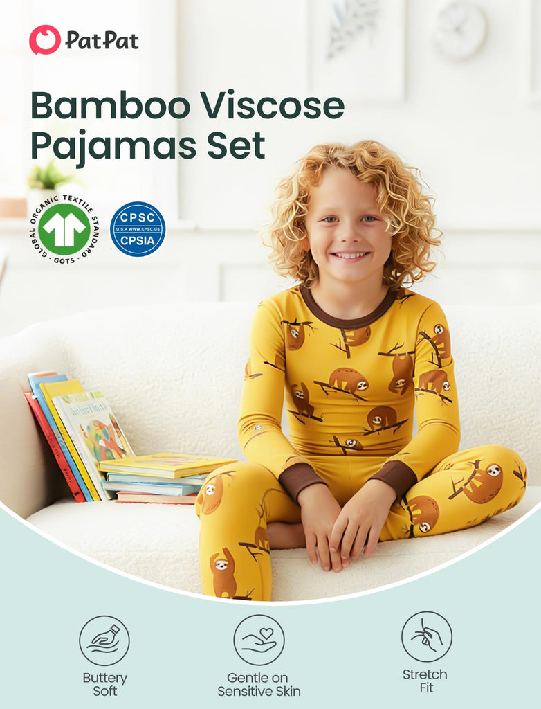 Bamboo Viscose Pajama Set for Toddlers with Improved Tensile Strength, Snug Fit Pjs Sleeper for Baby Boys Girls Kids