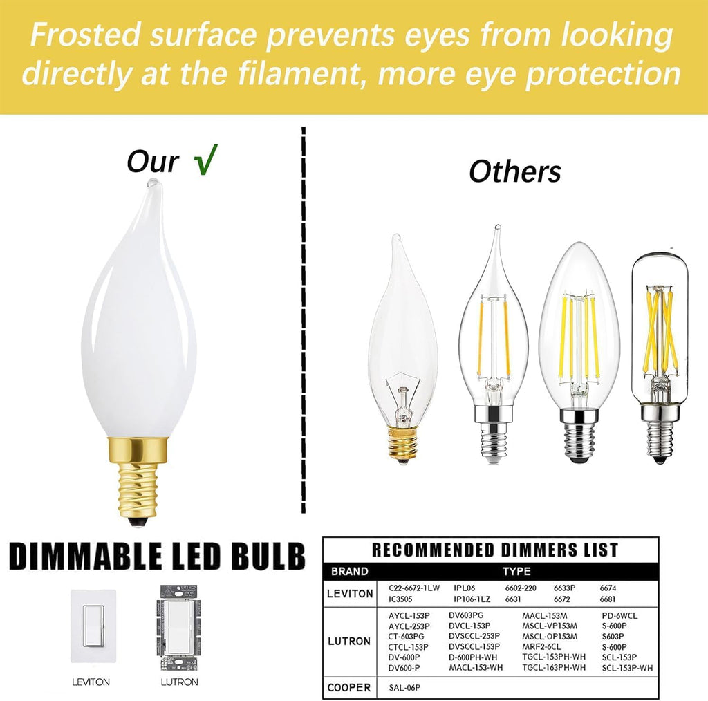 Frosted E12 Candelabra Led Bulbs 40 Watt Dimmable E12 Led Light Bulbs 4000k