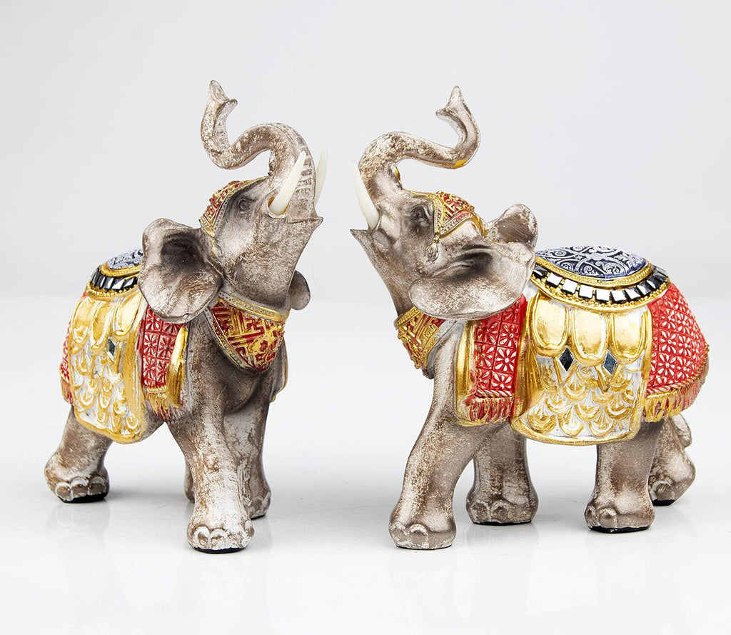 Wealth Lucky Elephant Figurine with Trunk Up Elephant Statue Collectible Figurines Perfect Decor Gift