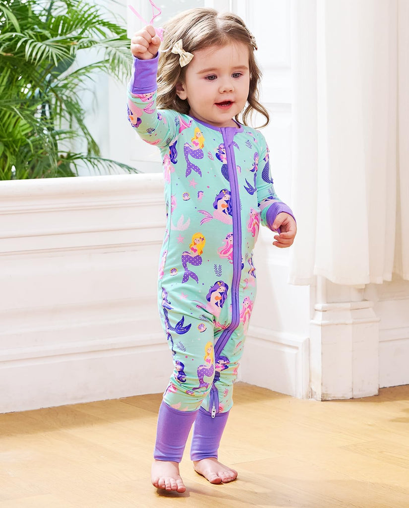 Viscose Derived from Bamboo Baby Footie Pajamas Convertible Sleeper for Baby Girl Zipper Onesie