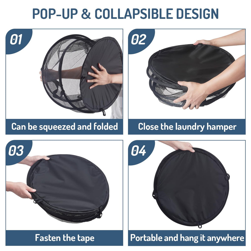Mesh Popup Laundry Hamper 115L Foldable Laundry Basket Extra Large Capacity Collapsible Clothing Storage Basket with