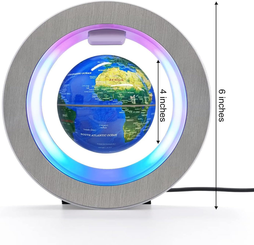 Magnetic Levitation Floating Globe - Levitating O Shape Globe with LED Lights for Education Home Office Desk Decor