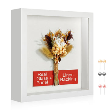 11x11 Shadow Box Picture Frame with Real Glass Panel and Linen Back