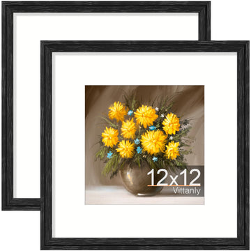 12x12 Picture Frames, Vintage Photo Frames, Distressed Black, 2-Pk